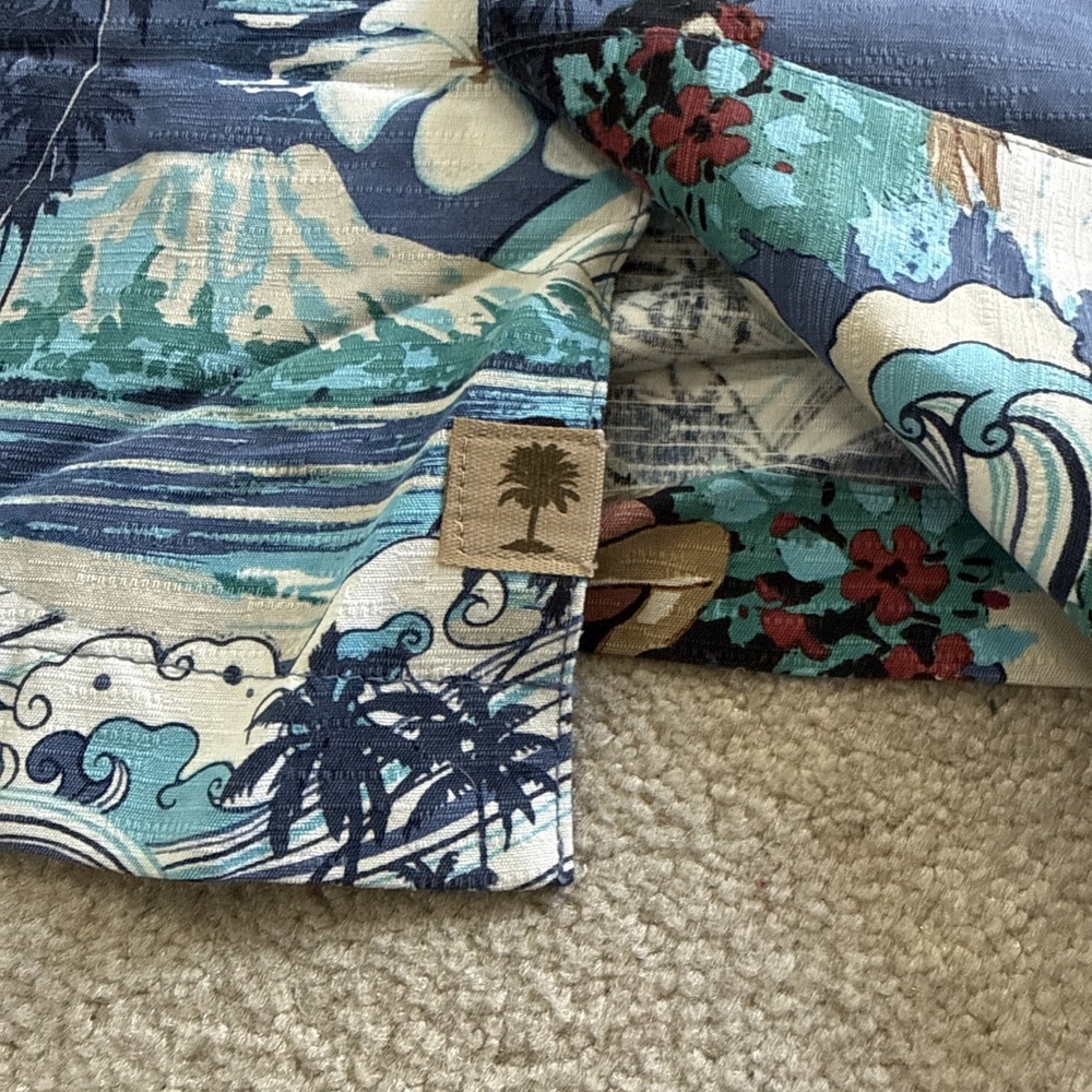 Paradise Collection Mens Hawaiian Aloha Camp Shirt 100% Silk Blue Hula XL Loop - Picture 9 of 10